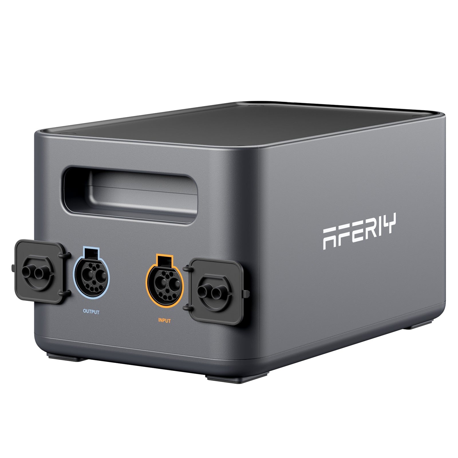 Der Erweiterungsakku für die AFERIY P180 Pro tragbare Powerstation mit 1800 W und 1024 Wh verfügt über geschützte Ein- und Ausgangsanschlüsse.