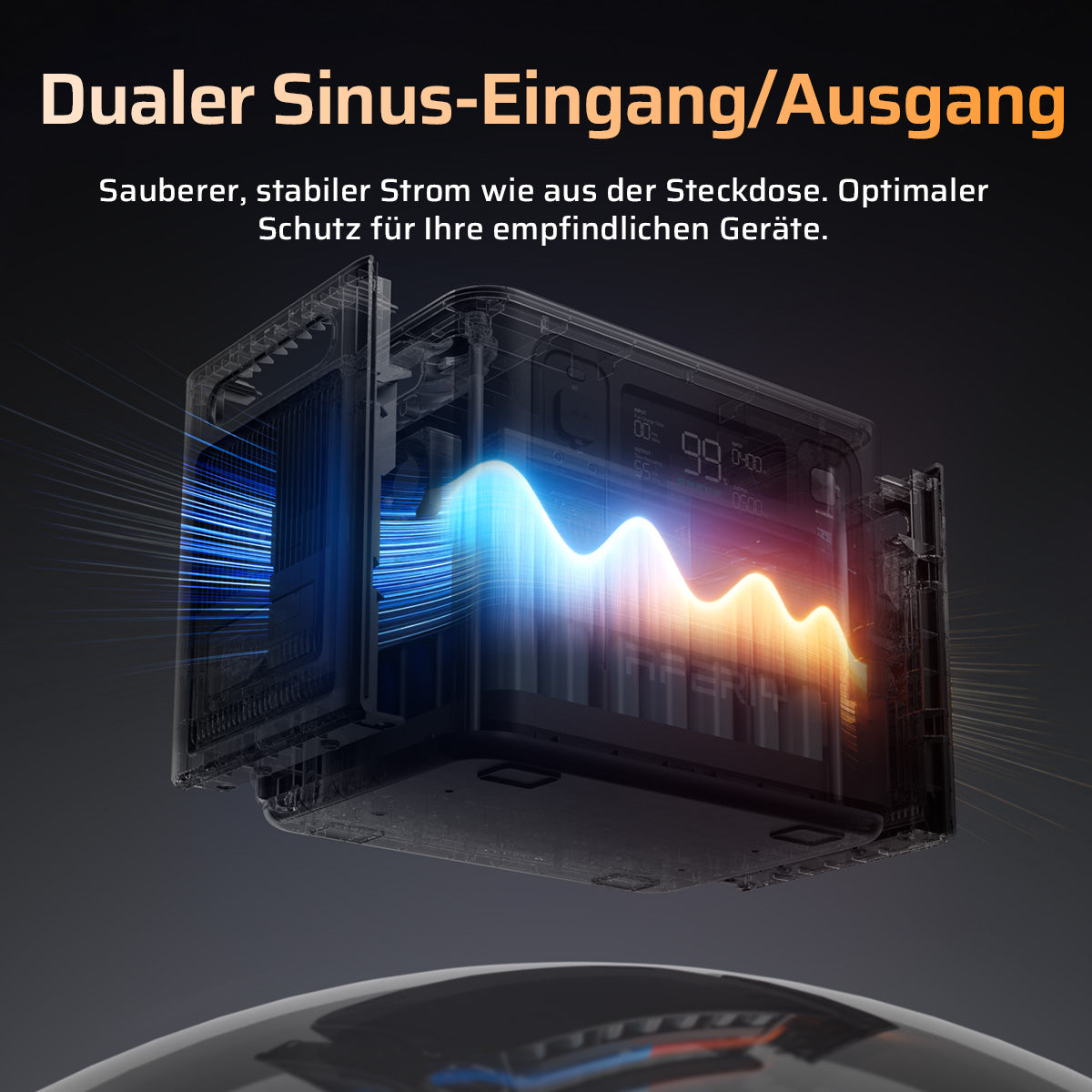 Die AFERIY P280 tragbare Powerstation 2.800 W verfügt über reine Sinuswellen-Technologie und liefert sauberen, stabilen Strom für empfindliche Geräte.