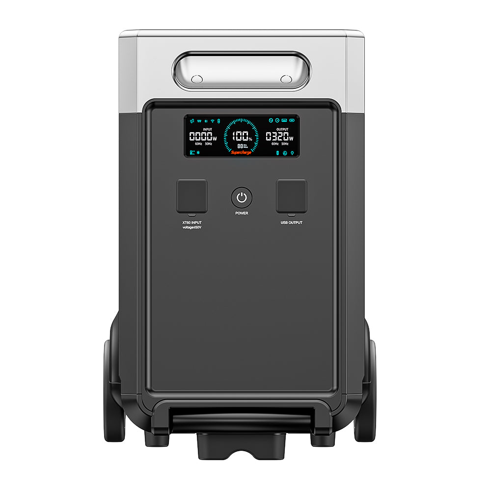 Der AFERIY P310 Erweiterungsakku verfügt über ein LCD-Display zur Anzeige von Akkustand und Leistungsdaten sowie XT60-Eingang und USB-Ausgang.