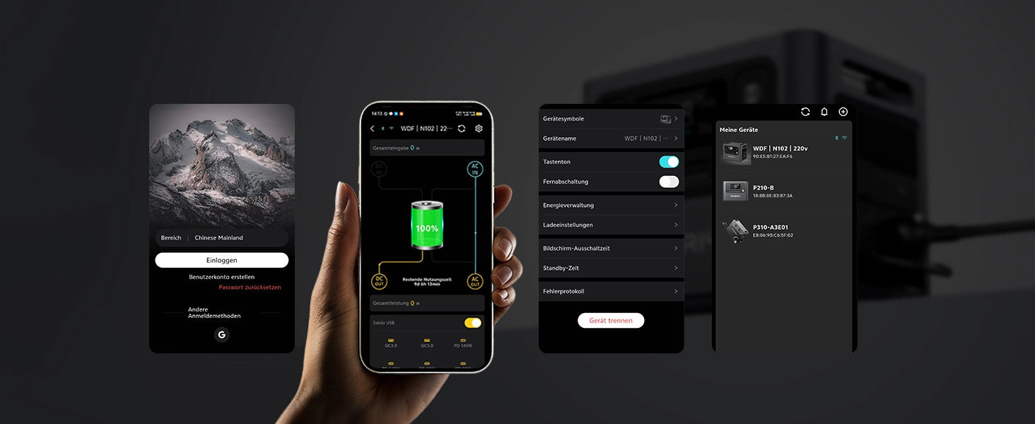 Über die App lassen sich die Lade- und Entladevorgänge der AFERIY Haven3000 intelligent steuern und überwachen.