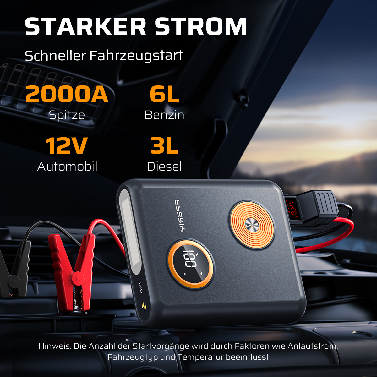 AFERIY GK03 Starthilfe Powerbank | 2000A 12V | Na-Ionen-Batterie