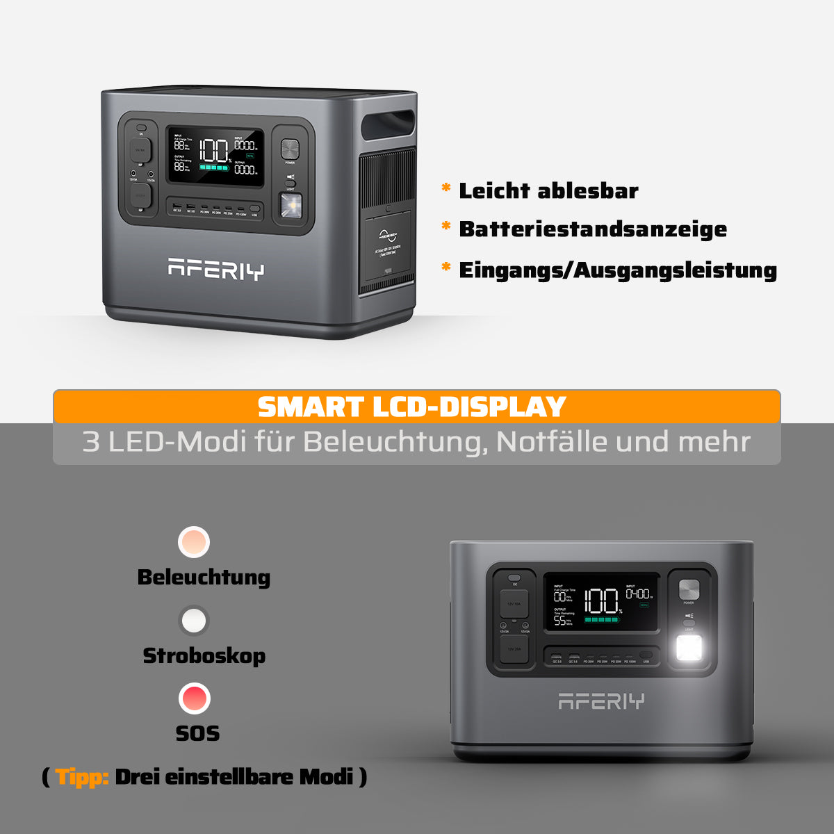 AFERIY P110-E Tragbare Powerstation | 1200W 1008Wh
