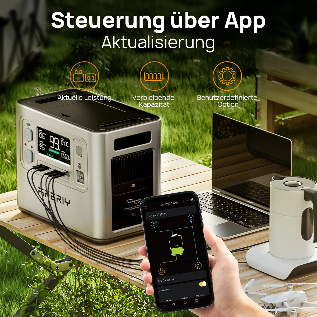 AFERIY P210 Tragbare Powerstation | 2400W 2048Wh | Silber