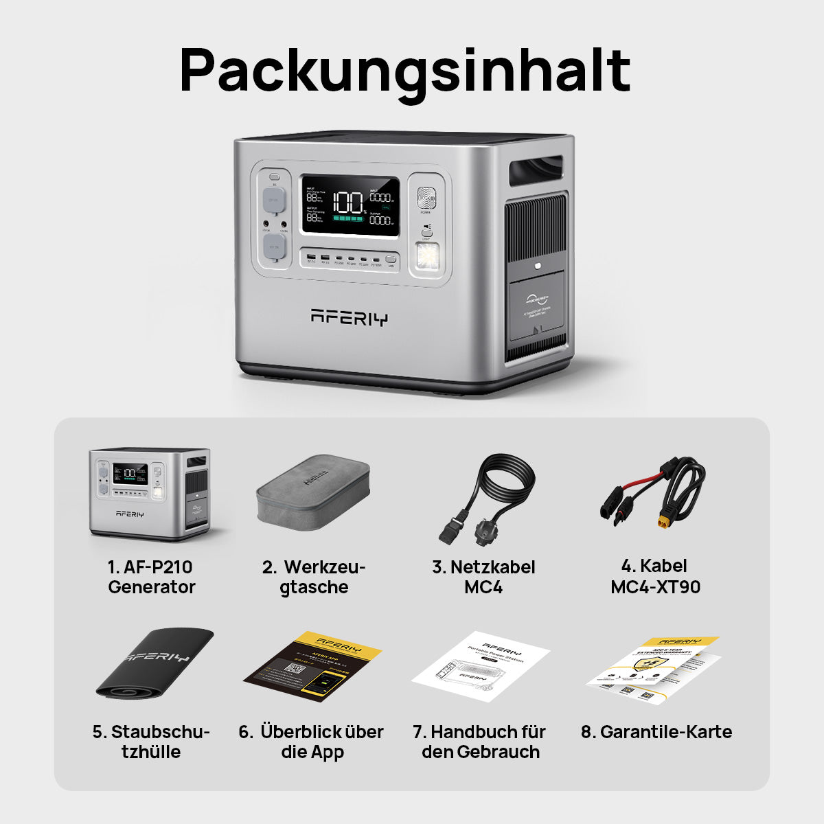 AFERIY P210 Tragbare Powerstation | 2400W 2048Wh | Silber