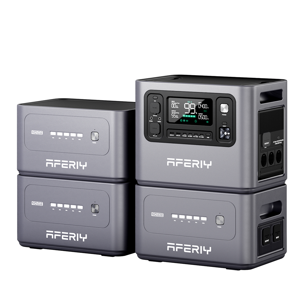 Mit drei Zusatzakkus lässt sich die AFERIY P280 tragbare Powerstation flexibel erweitern und bietet mehr Speicherkapazität.