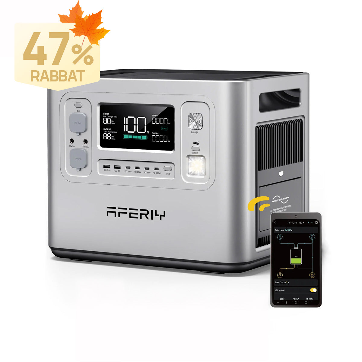 AFERIY P210 Tragbare Powerstation | 2400W 2048Wh