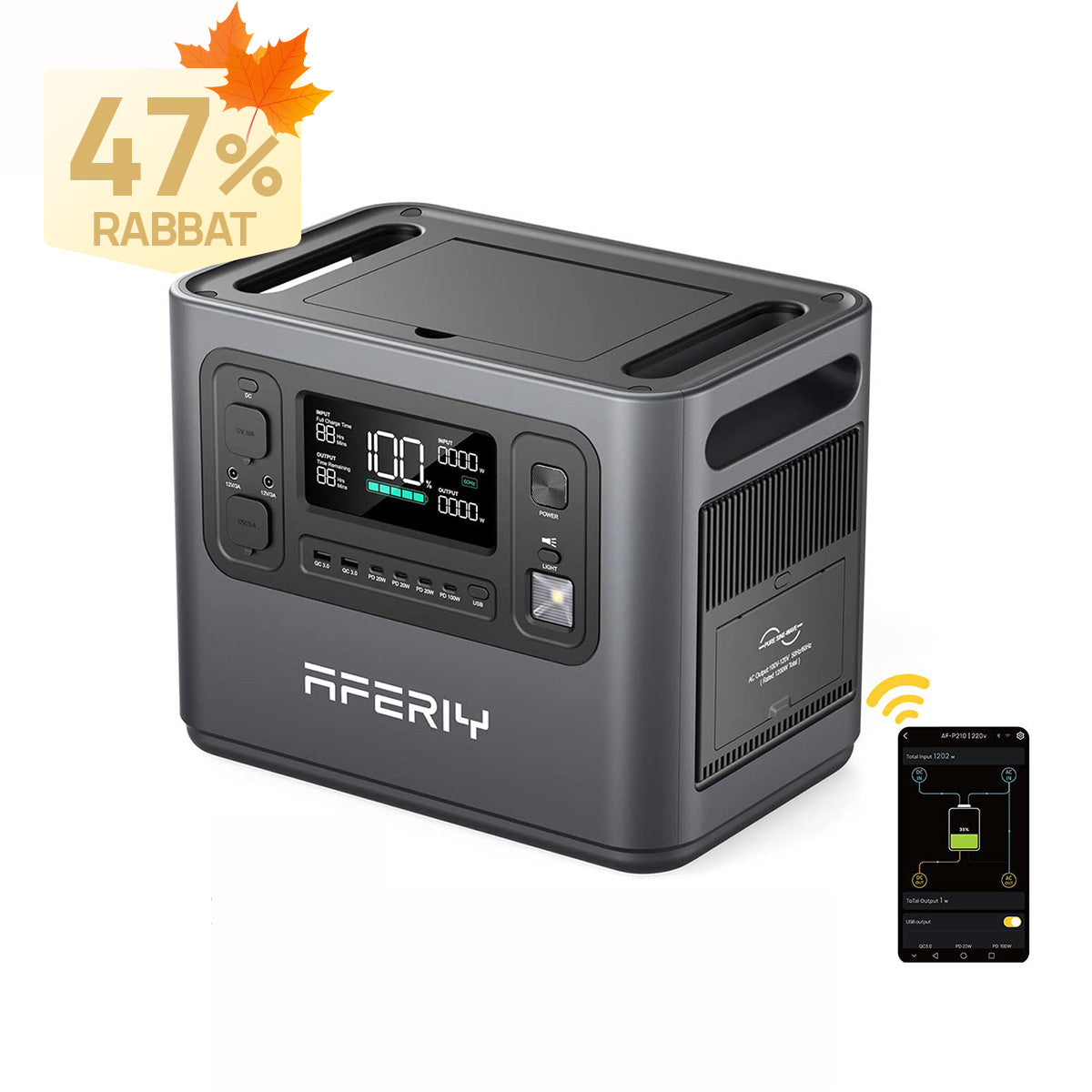 AFERIY P210 Tragbare Powerstation | 2400W 2048Wh