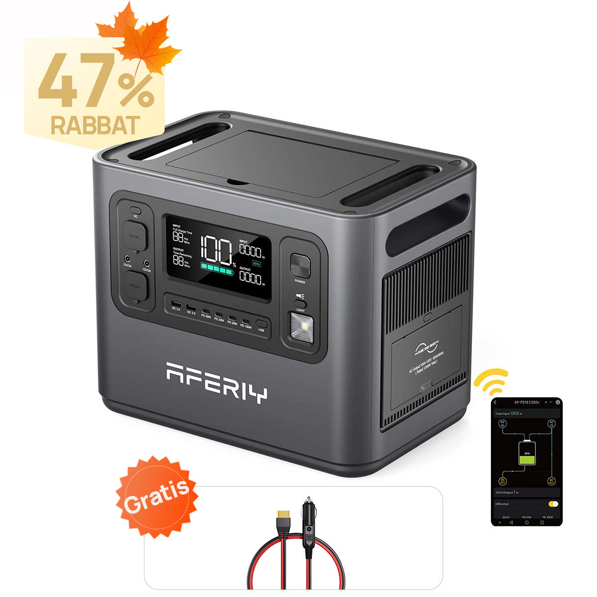 AFERIY P210 Tragbare Powerstation | 2400W 2048Wh