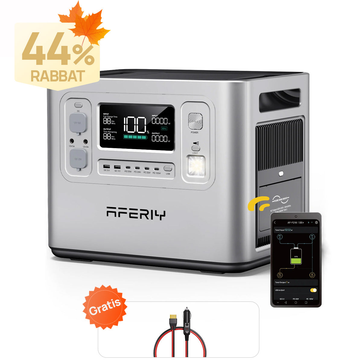AFERIY P210 Tragbare Powerstation | 2400W 2048Wh